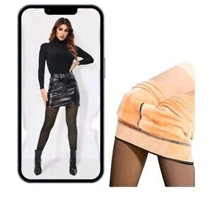 Fleece Lined Tights for Women - Translucent Thermal Fleece Lined Sheer Medium